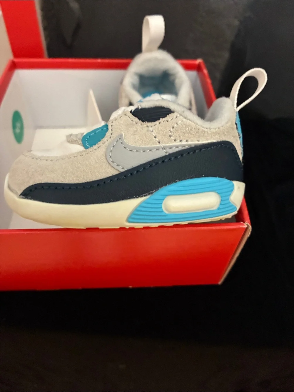 Nike Baby White & Teal Crib Sneakers